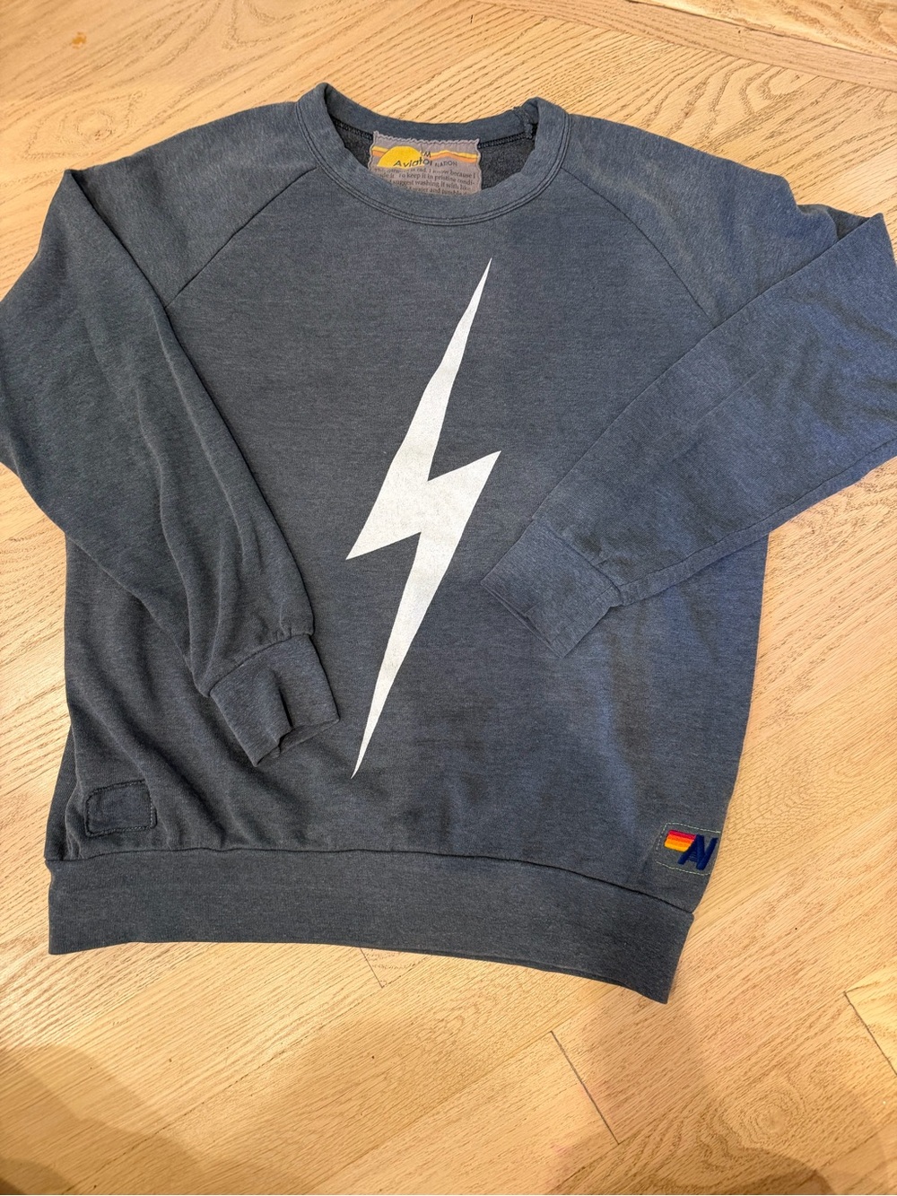 Reversible Aviator Nation Charcoal Sweatshirt with White Lightning Bolt